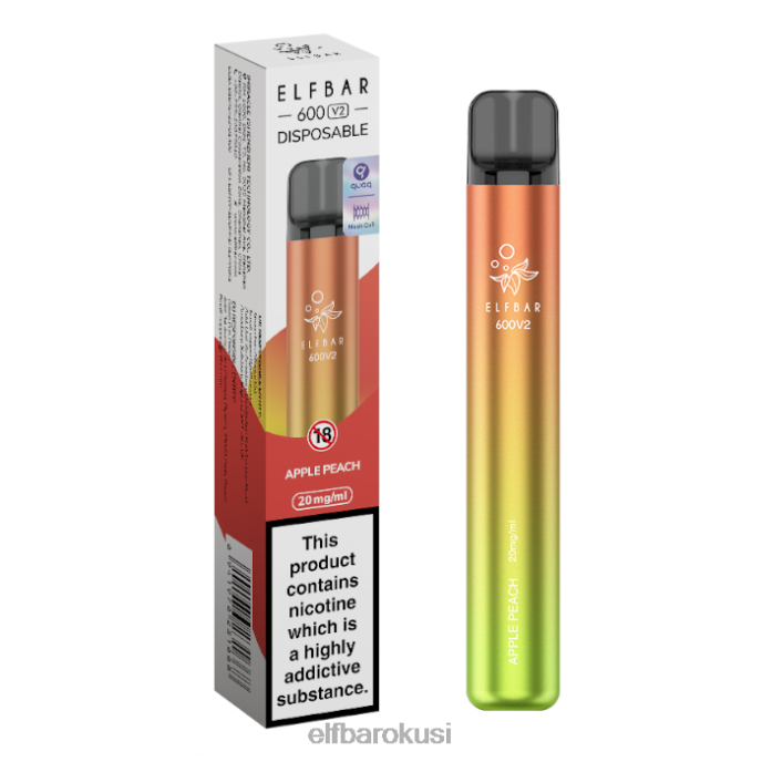 ELFBAR 600v2 jednokratni vape - 20 mg PDF2J11 - ELF BAR vape cijena jabuka breskva