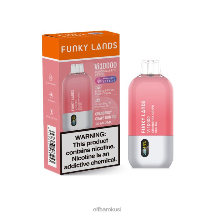 ELFBAR funky lands najbolji okus za jednokratnu upotrebu vape vi10000 serija grožđa PDF2J452 - ELFBAR uredaj brusnica grape duo ice